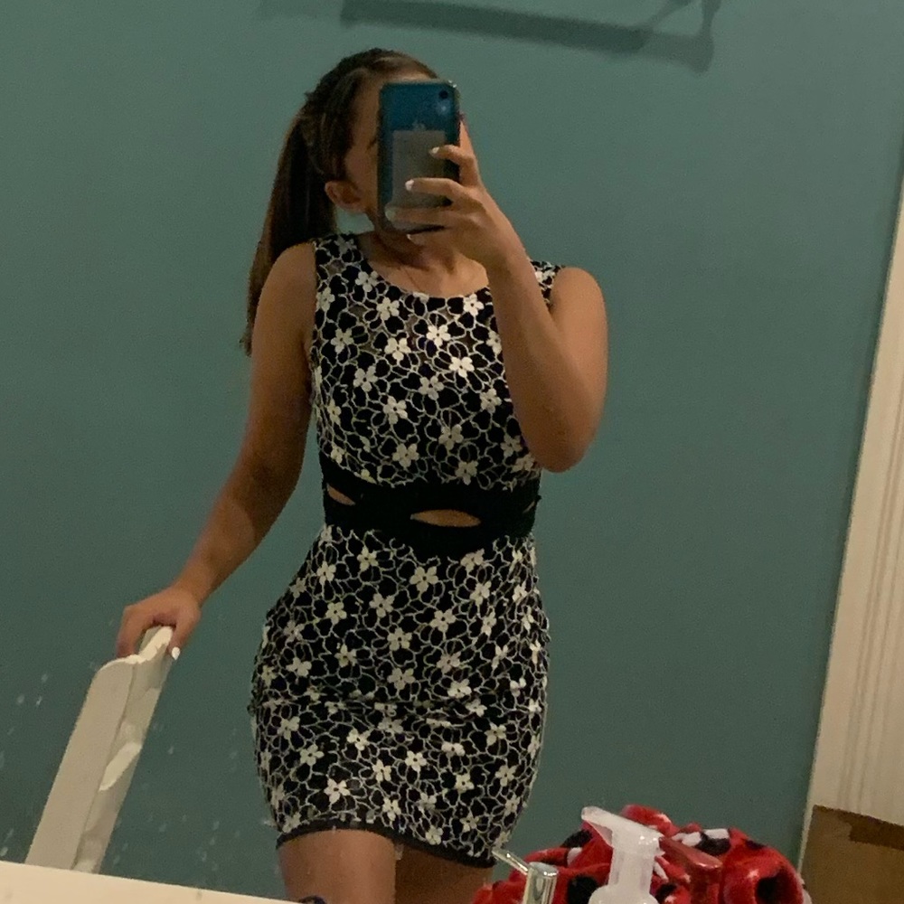 Black and white floral dress